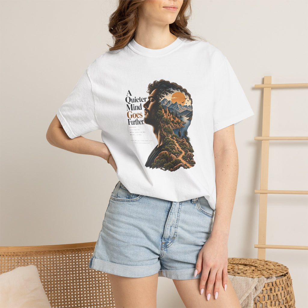 T-Shirt — 'A Quieter Mind Goes Further' Nature Silhouette Graphic Tee