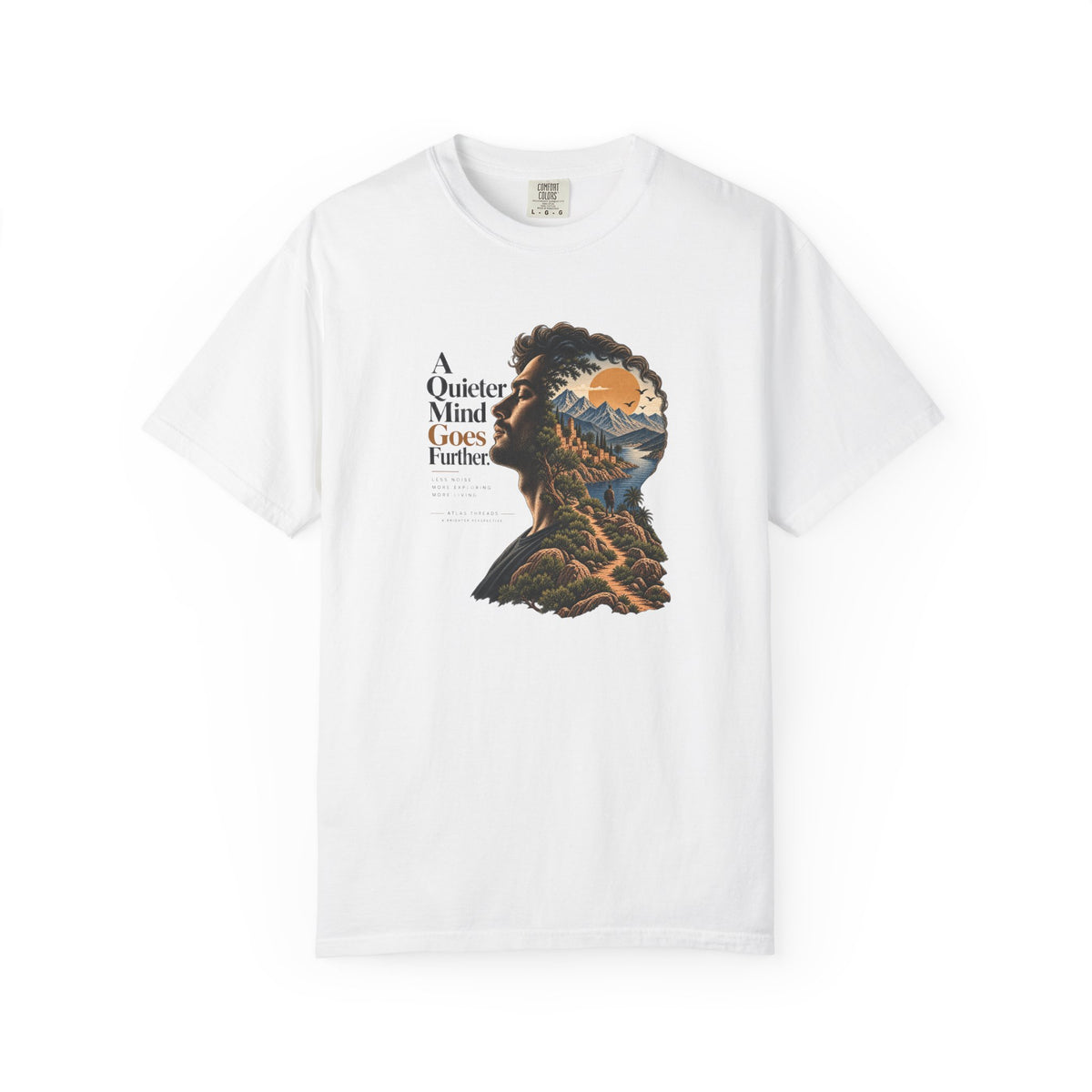 T-Shirt — 'A Quieter Mind Goes Further' Nature Silhouette Graphic Tee